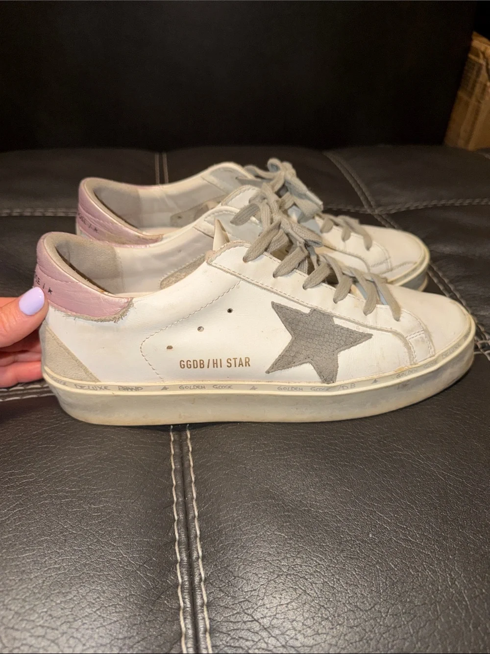 Golden Goose White Sneakers with Pink Metallic Heel Tab